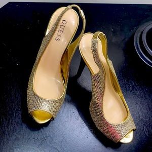Bling gold Guess heels